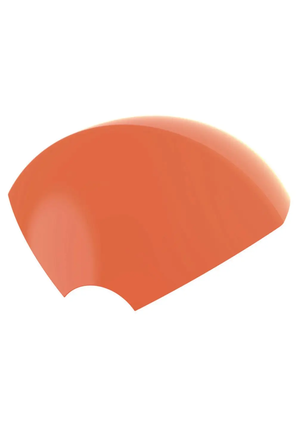 Orangefarbene Abdeckhaube von Judo, leicht gewölbt, mit Aussparung an einer Seite. Die Oberfläche ist glatt und reflektiert Licht.
